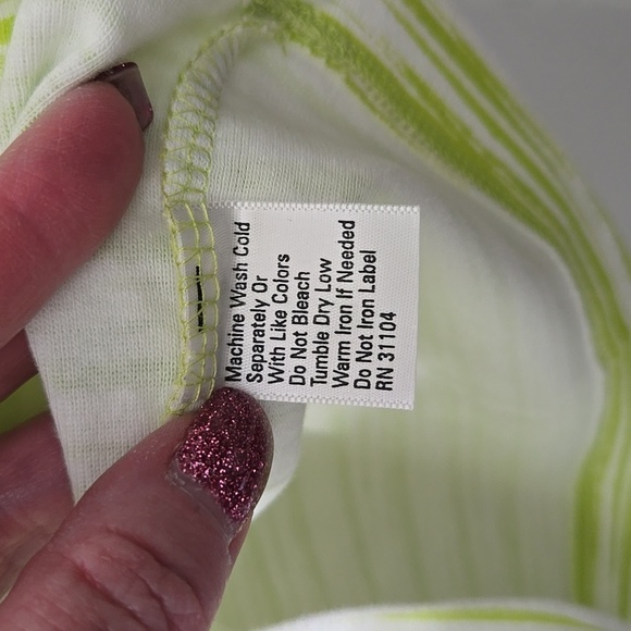 KIM ROGERS LADIES WOMENS LIME GREEN WHITE STRIPE PATTERN 3/4 SLEEVE SIZE SMALL - Picture 4 of 4